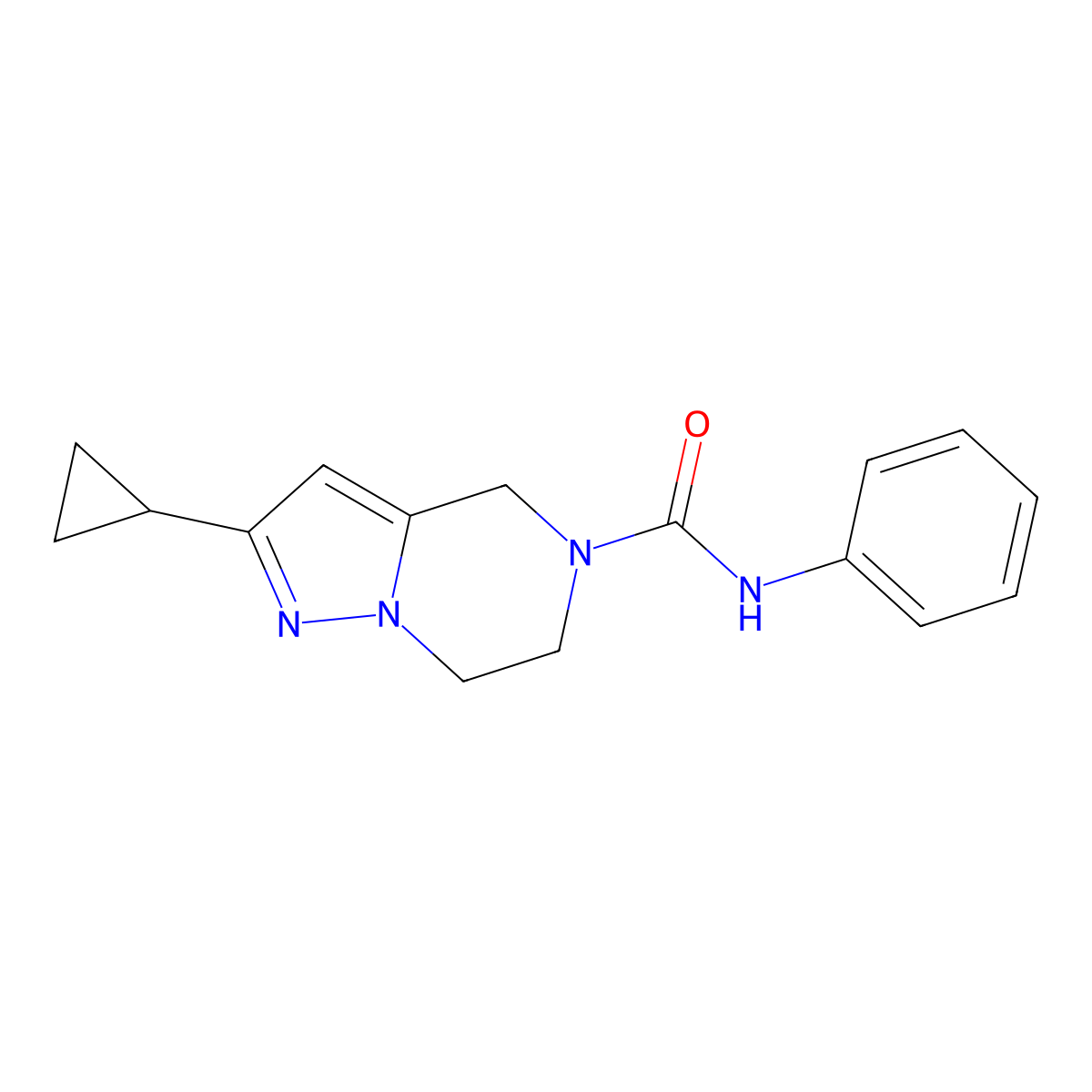 2-cyclopropyl-N-phenyl-6,7-dihydropyrazolo[1,5-a]pyrazine-5(4H)-carboxamide molecular structure, CAS 2034418-65-8