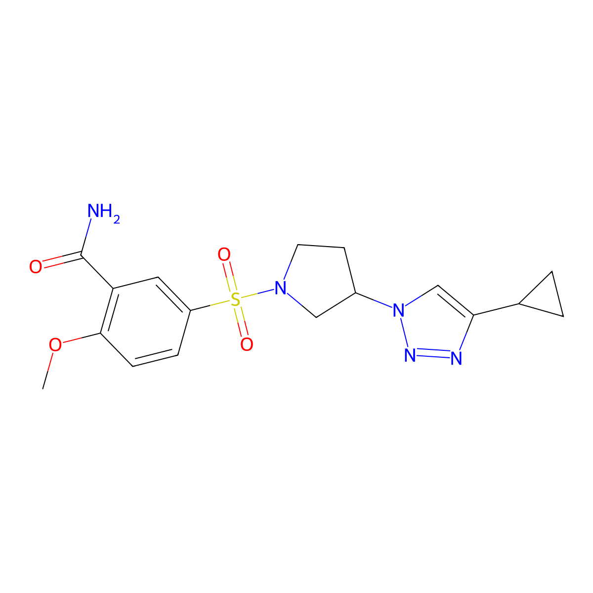 5-((3-(4-cyclopropyl-1H-1,2,3-triazol-1-yl)pyrrolidin-1-yl)sulfonyl)-2-methoxybenzamide molecular structure, CAS 2034418-70-5