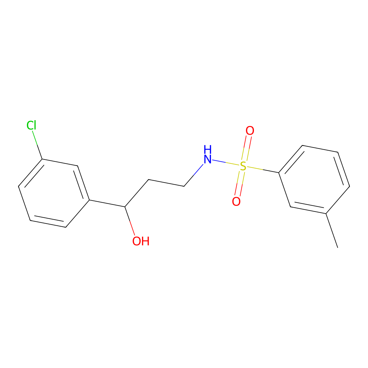 N-(3-(3-chlorophenyl)-3-hydroxypropyl)-3-methylbenzenesulfonamide molecular structure, CAS 2034418-72-7