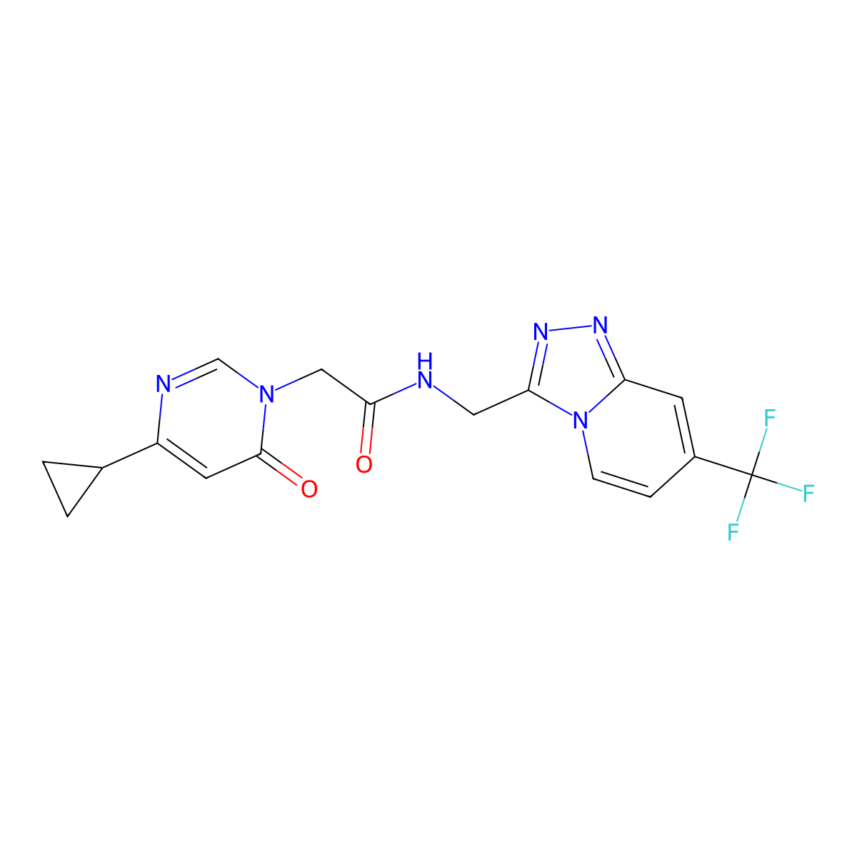 2-(4-cyclopropyl-6-oxopyrimidin-1(6H)-yl)-N-((7-(trifluoromethyl)-[1,2,4]triazolo[4,3-a]pyridin-3-yl)methyl)acetamide molecular structure, CAS 2034418-73-8