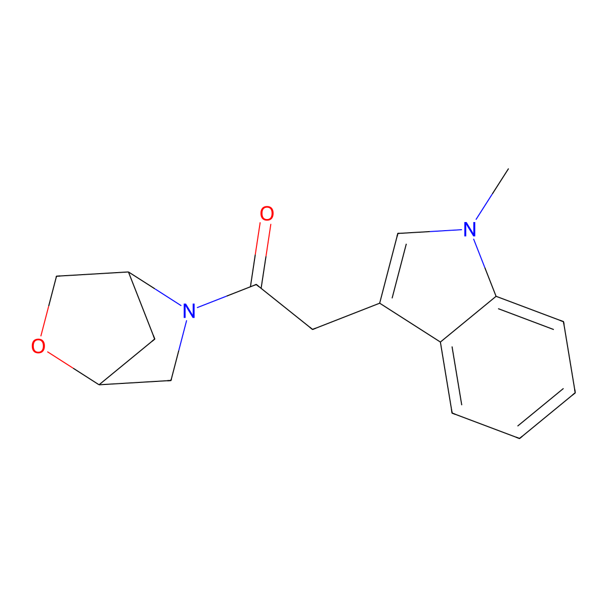 1-(2-oxa-5-azabicyclo[2.2.1]heptan-5-yl)-2-(1-methyl-1H-indol-3-yl)ethanone molecular structure, CAS 2034418-77-2