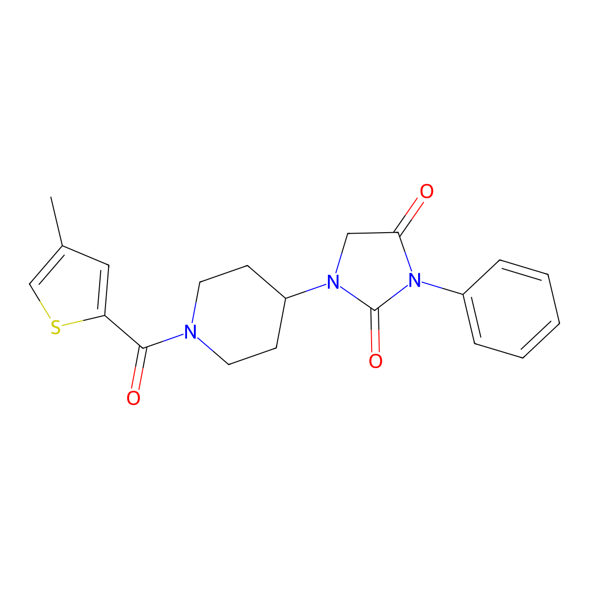 1-[1-(4-Methylthiophene-2-carbonyl)piperidin-4-yl]-3-phenylimidazolidine-2,4-dione molecular structure, CAS 2034418-80-7