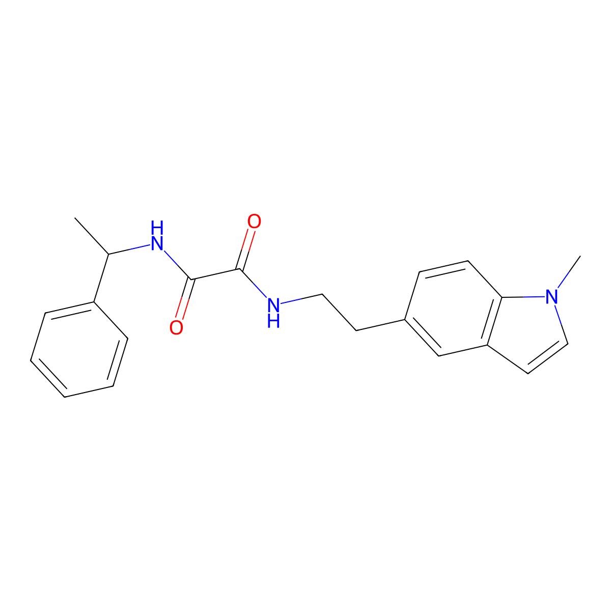 N1-(2-(1-methyl-1H-indol-5-yl)ethyl)-N2-(1-phenylethyl)oxalamide molecular structure, CAS 2034418-86-3