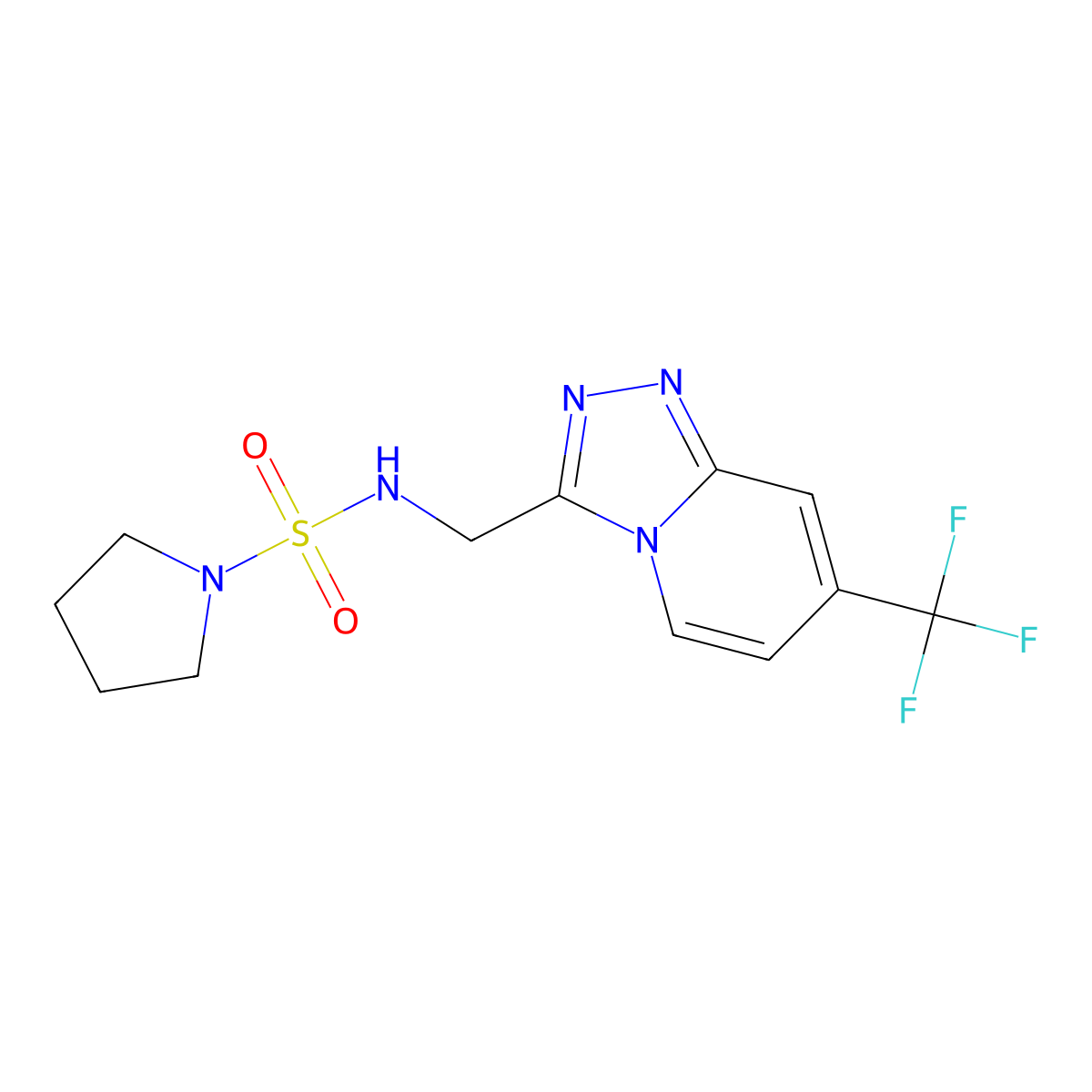 N-((7-(trifluoromethyl)-[1,2,4]triazolo[4,3-a]pyridin-3-yl)methyl)pyrrolidine-1-sulfonamide molecular structure, CAS 2034418-88-5
