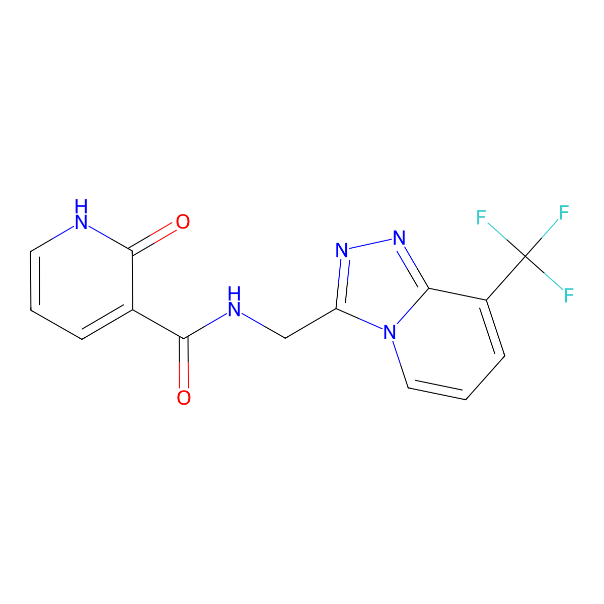 2-oxo-N-((8-(trifluoromethyl)-[1,2,4]triazolo[4,3-a]pyridin-3-yl)methyl)-1,2-dihydropyridine-3-carboxamide molecular structure, CAS 2034418-89-6