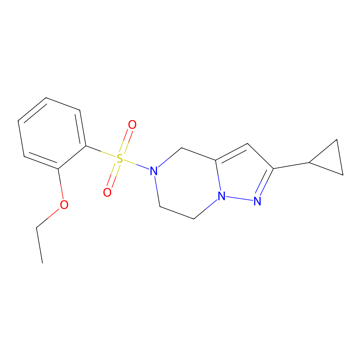 2-Cyclopropyl-5-((2-ethoxyphenyl)sulfonyl)-4,5,6,7-tetrahydropyrazolo[1,5-a]pyrazine molecular structure, CAS 2034418-90-9