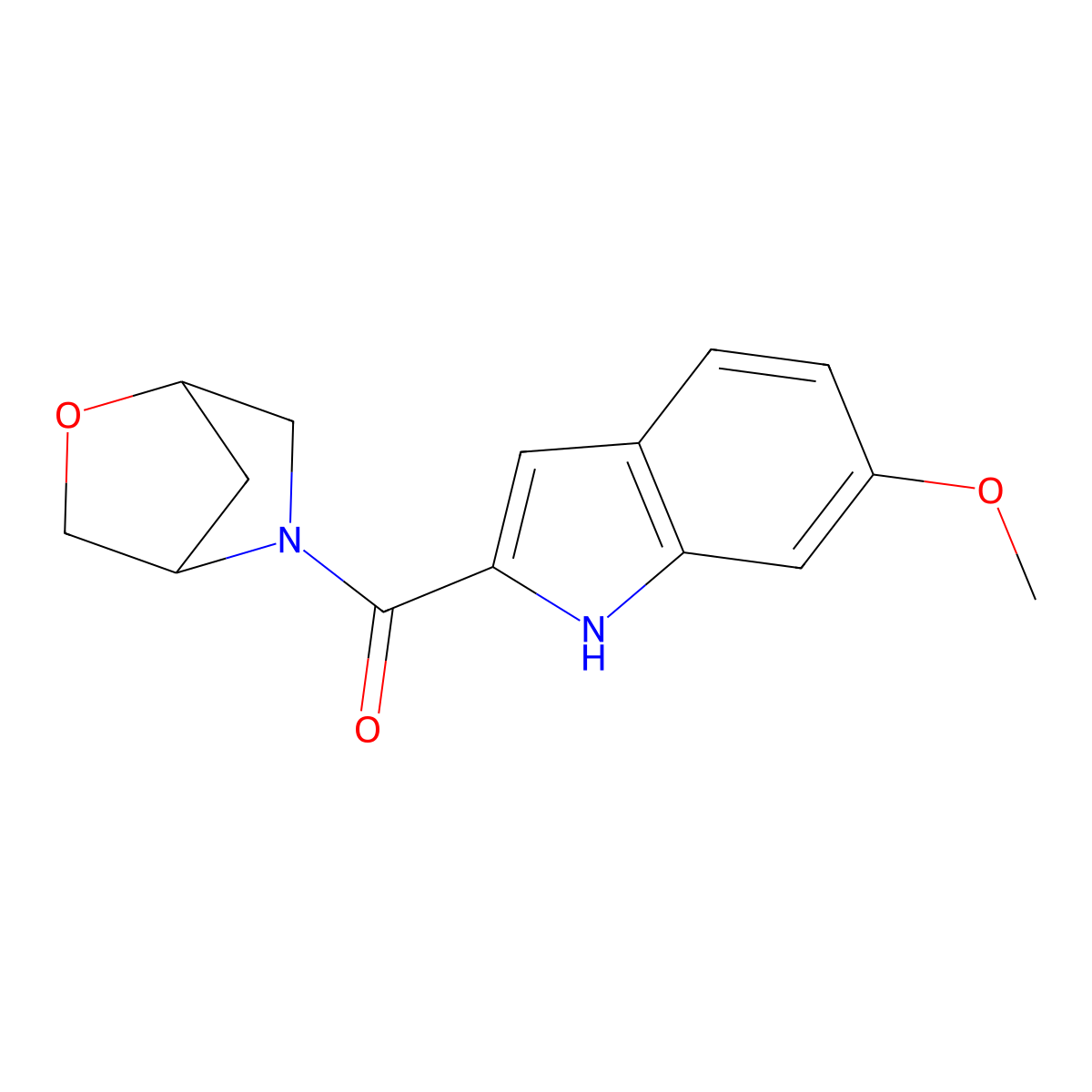 2-oxa-5-azabicyclo[2.2.1]heptan-5-yl(6-methoxy-1H-indol-2-yl)methanone molecular structure, CAS 2034418-92-1
