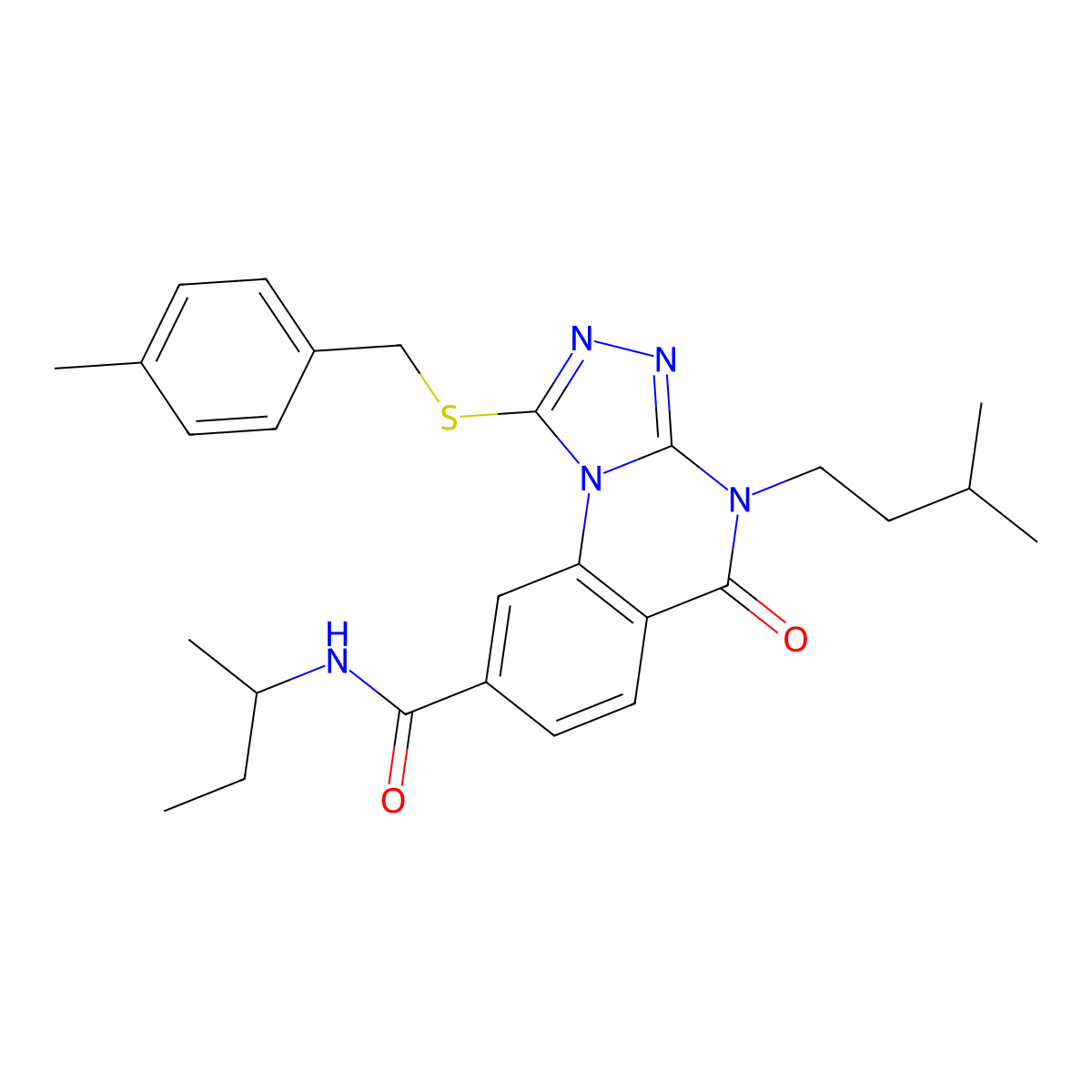N-(sec-butyl)-4-isopentyl-1-((4-methylbenzyl)thio)-5-oxo-4,5-dihydro-[1,2,4]triazolo[4,3-a]quinazoline-8-carboxamide molecular structure, CAS 2034418-93-2