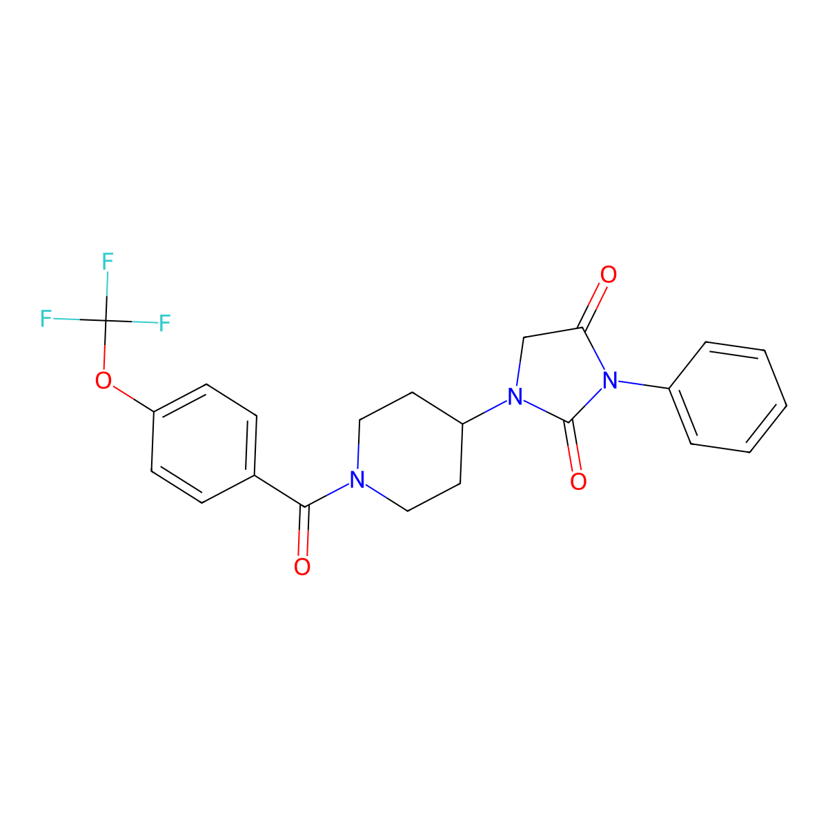 3-Phenyl-1-(1-(4-(trifluoromethoxy)benzoyl)piperidin-4-yl)imidazolidine-2,4-dione molecular structure, CAS 2034418-94-3