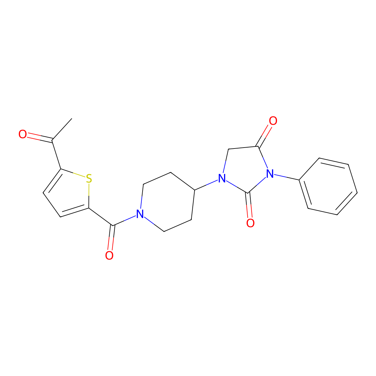 1-[1-(5-Acetylthiophene-2-carbonyl)piperidin-4-yl]-3-phenylimidazolidine-2,4-dione molecular structure, CAS 2034419-03-7