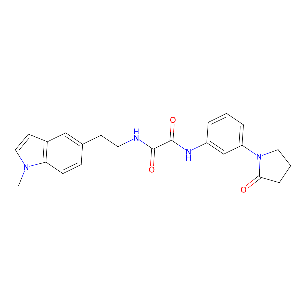 N1-(2-(1-methyl-1H-indol-5-yl)ethyl)-N2-(3-(2-oxopyrrolidin-1-yl)phenyl)oxalamide molecular structure, CAS 2034419-07-1