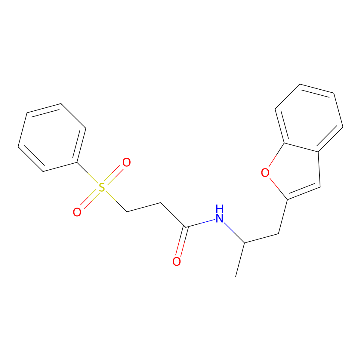 N-(1-(benzofuran-2-yl)propan-2-yl)-3-(phenylsulfonyl)propanamide molecular structure, CAS 2034419-15-1