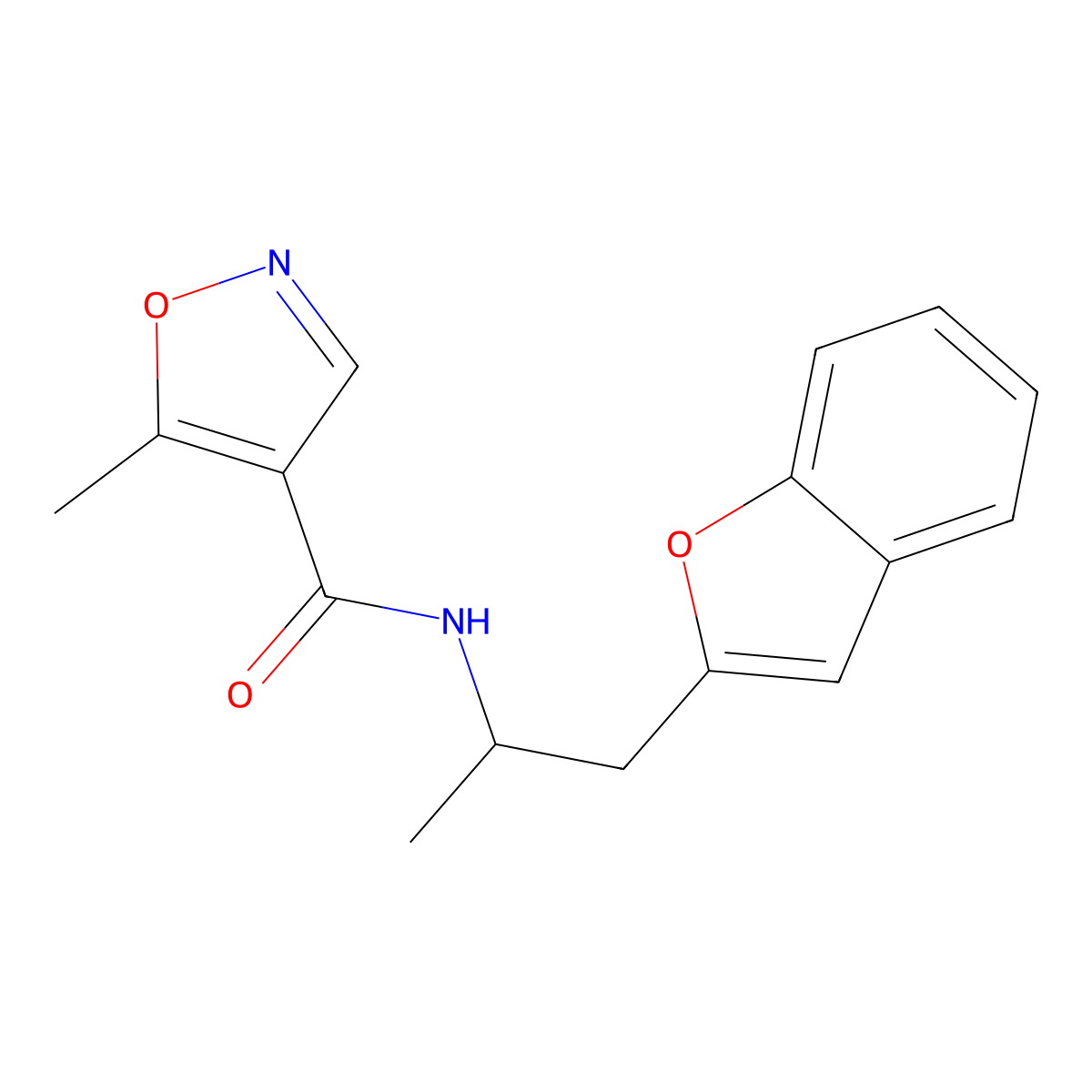 N-(1-(benzofuran-2-yl)propan-2-yl)-5-methylisoxazole-4-carboxamide molecular structure, CAS 2034419-20-8