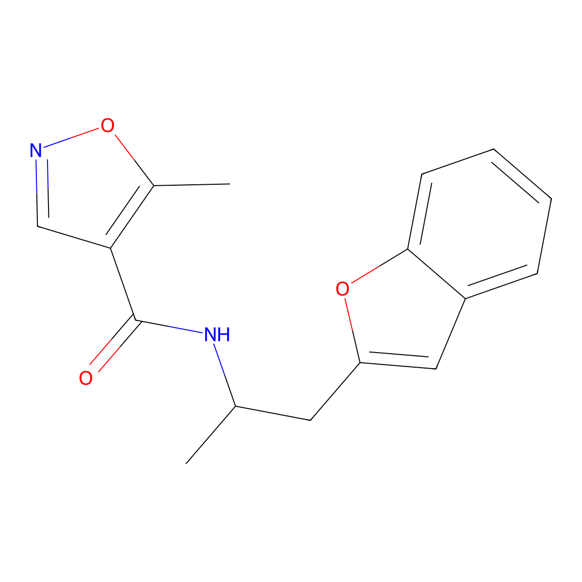 N-(1-(benzofuran-2-yl)propan-2-yl)-5-methylisoxazole-4-carboxamide molecular structure, CAS 2034419-20-8