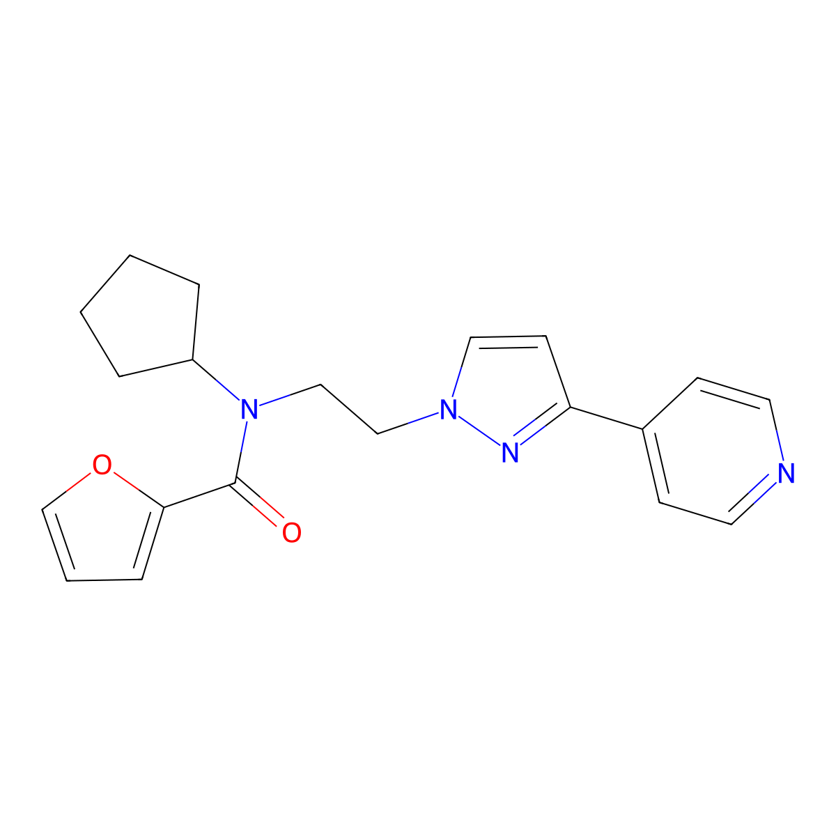 N-cyclopentyl-N-{2-[3-(pyridin-4-yl)-1H-pyrazol-1-yl]ethyl}furan-2-carboxamide molecular structure, CAS 2034419-37-7