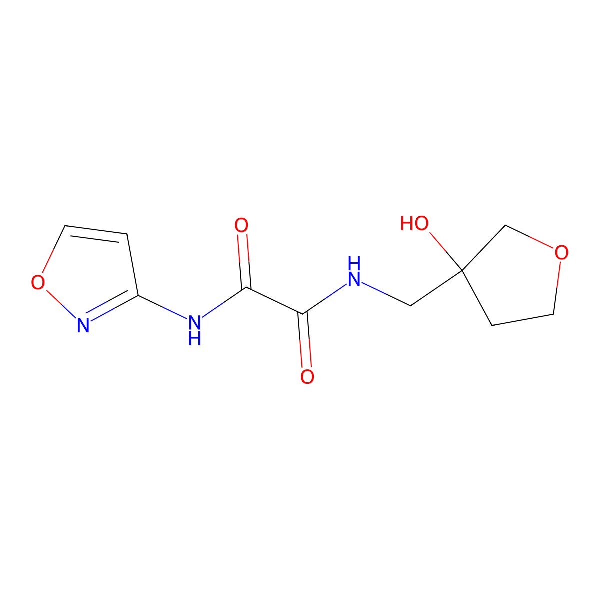 N1-((3-hydroxytetrahydrofuran-3-yl)methyl)-N2-(isoxazol-3-yl)oxalamide molecular structure, CAS 2034419-40-2