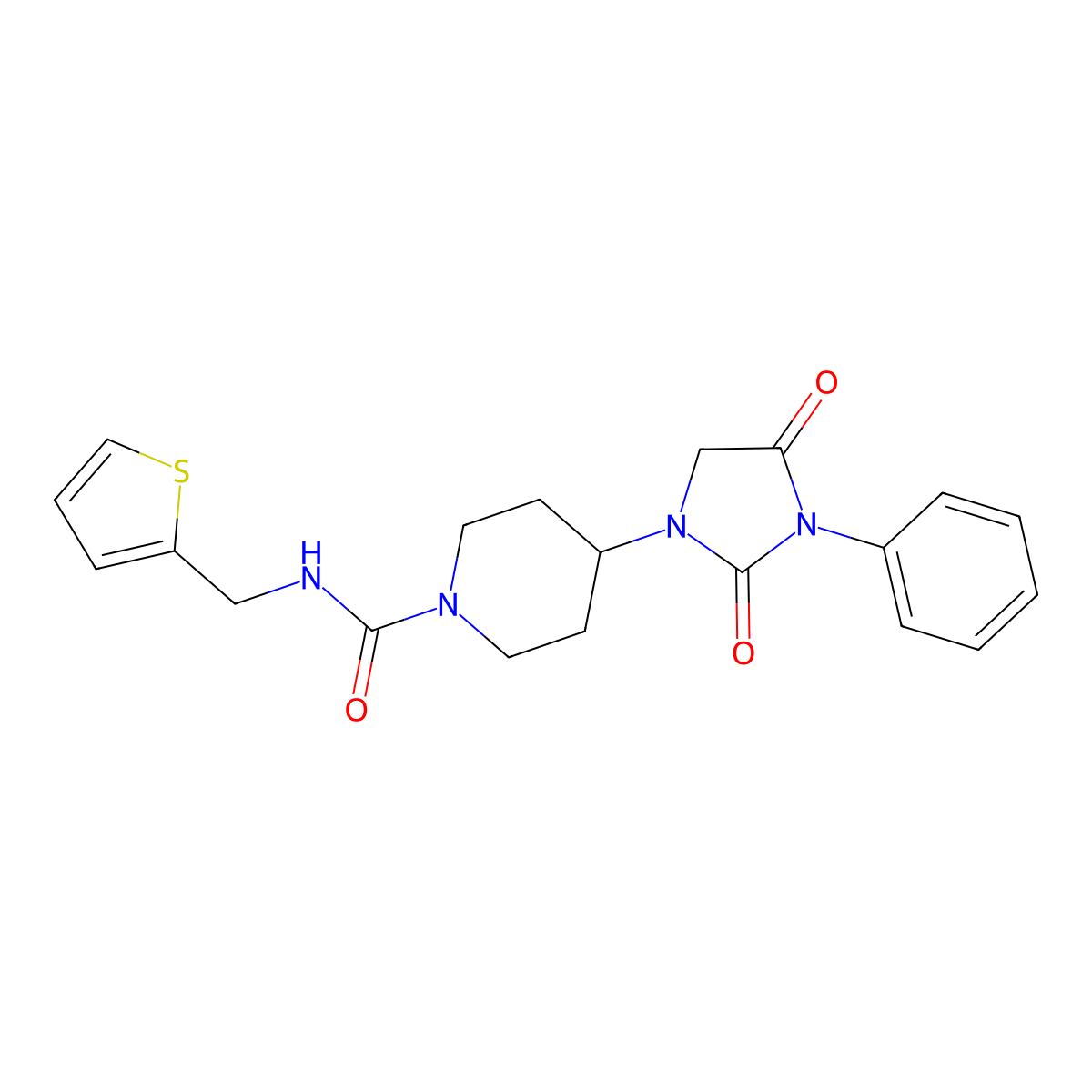 4-(2,4-dioxo-3-phenylimidazolidin-1-yl)-N-(thiophen-2-ylmethyl)piperidine-1-carboxamide molecular structure, CAS 2034419-45-7