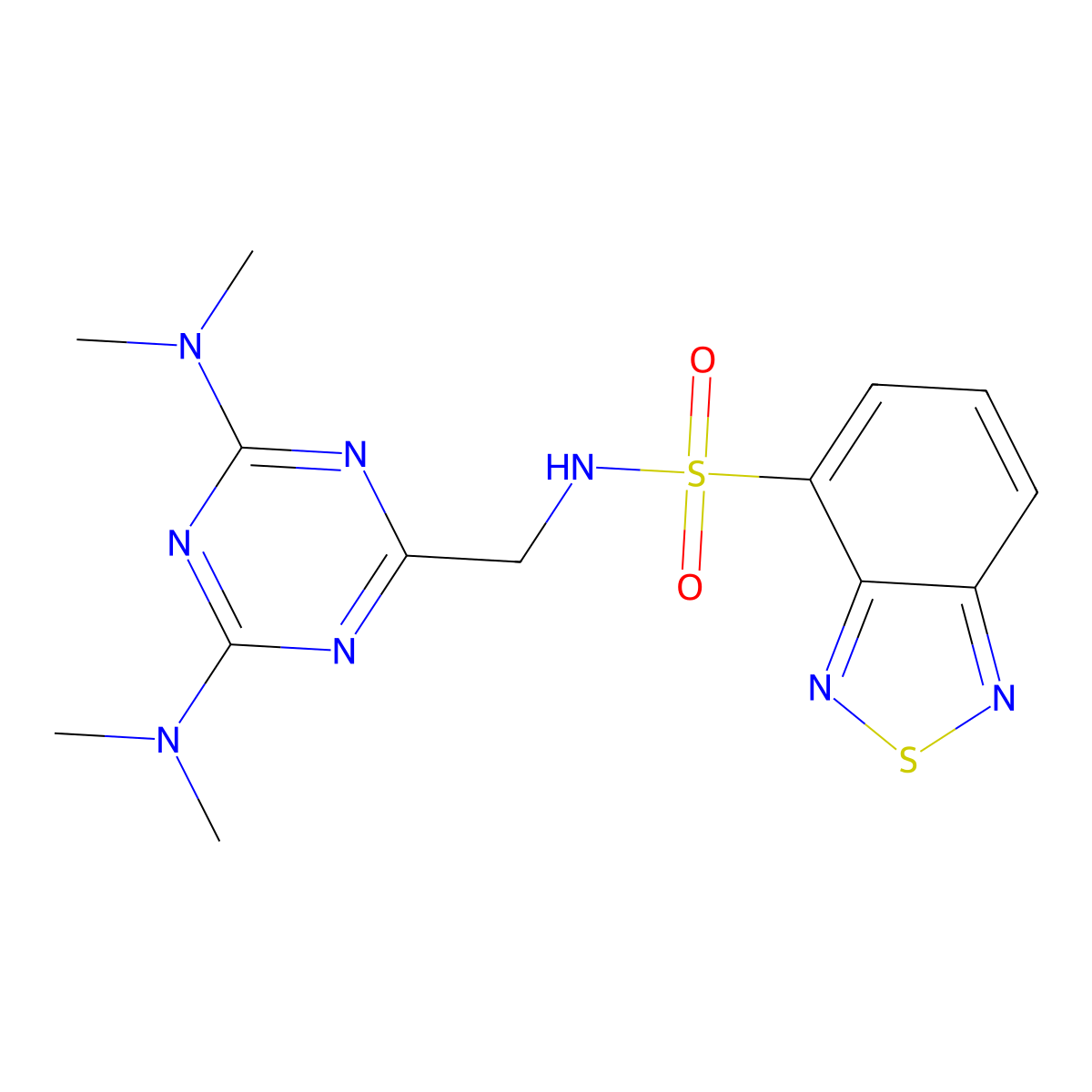 N-((4,6-bis(dimethylamino)-1,3,5-triazin-2-yl)methyl)benzo[c][1,2,5]thiadiazole-4-sulfonamide molecular structure, CAS 2034419-46-8