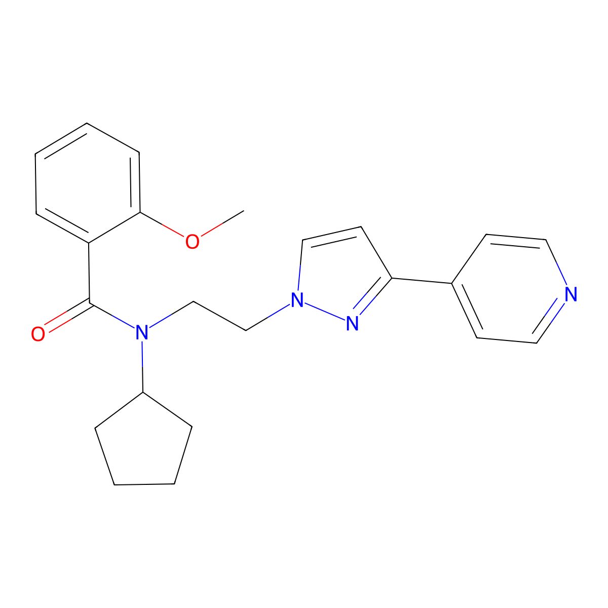 N-cyclopentyl-2-methoxy-N-{2-[3-(pyridin-4-yl)-1H-pyrazol-1-yl]ethyl}benzamide molecular structure, CAS 2034419-48-0