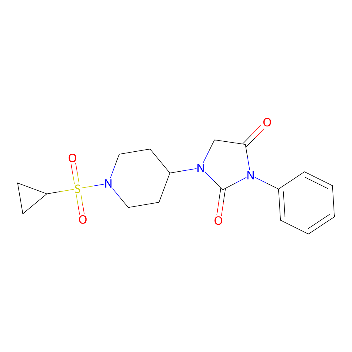 1-(1-(Cyclopropylsulfonyl)piperidin-4-yl)-3-phenylimidazolidine-2,4-dione molecular structure, CAS 2034419-54-8