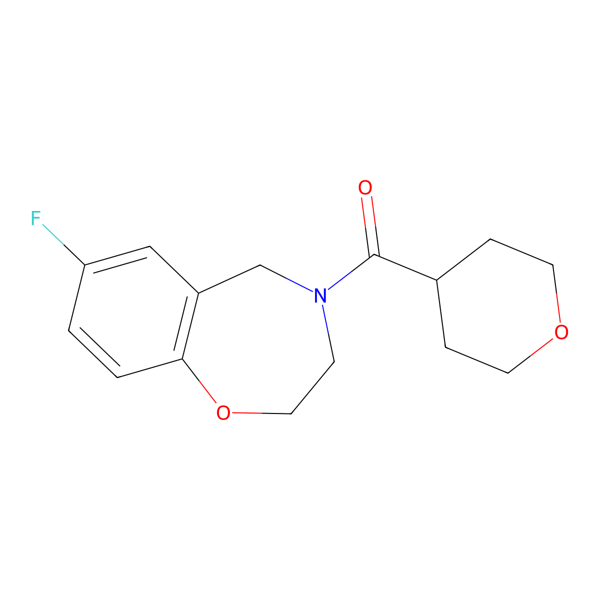 (7-fluoro-2,3-dihydrobenzo[f][1,4]oxazepin-4(5H)-yl)(tetrahydro-2H-pyran-4-yl)methanone molecular structure, CAS 2034419-59-3