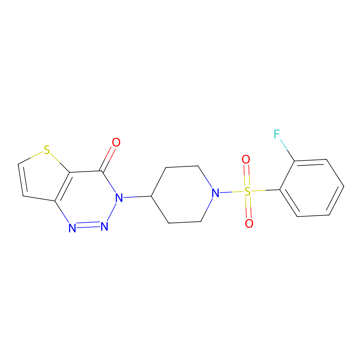 3-(1-((2-fluorophenyl)sulfonyl)piperidin-4-yl)thieno[3,2-d][1,2,3]triazin-4(3H)-one molecular structure, CAS 2034419-62-8