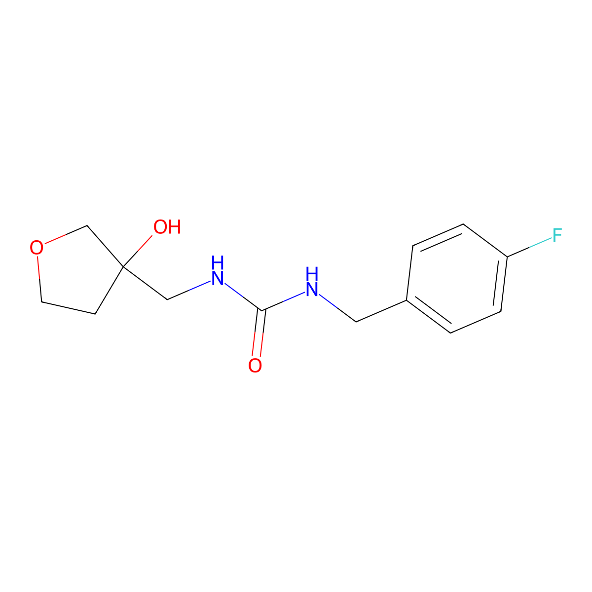 1-(4-Fluorobenzyl)-3-((3-hydroxytetrahydrofuran-3-yl)methyl)urea molecular structure, CAS 2034419-65-1