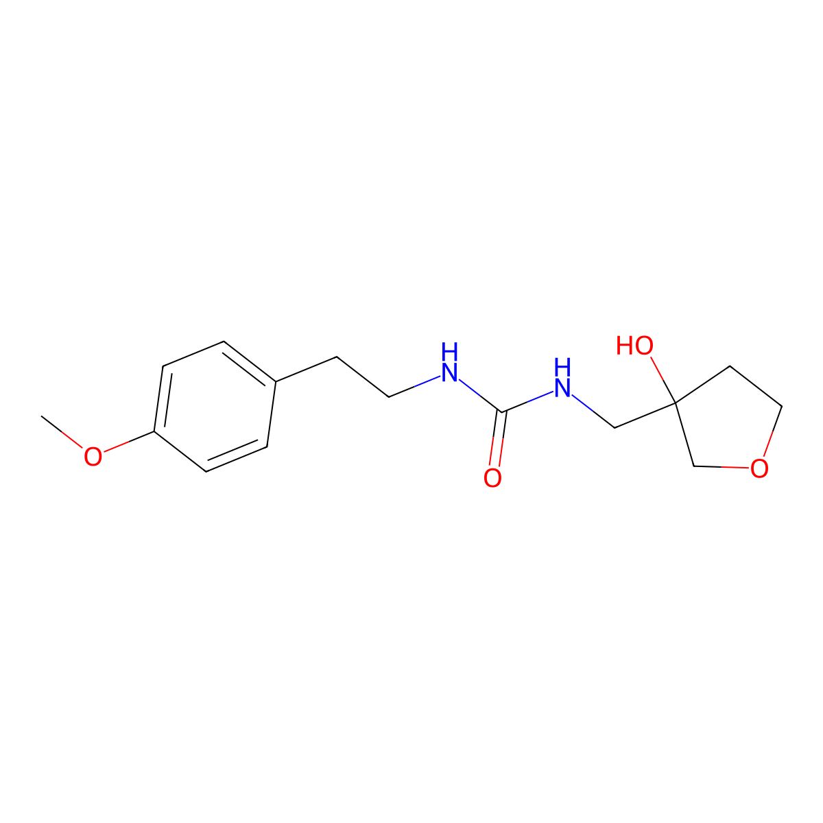 1-((3-Hydroxytetrahydrofuran-3-yl)methyl)-3-(4-methoxyphenethyl)urea molecular structure, CAS 2034419-78-6