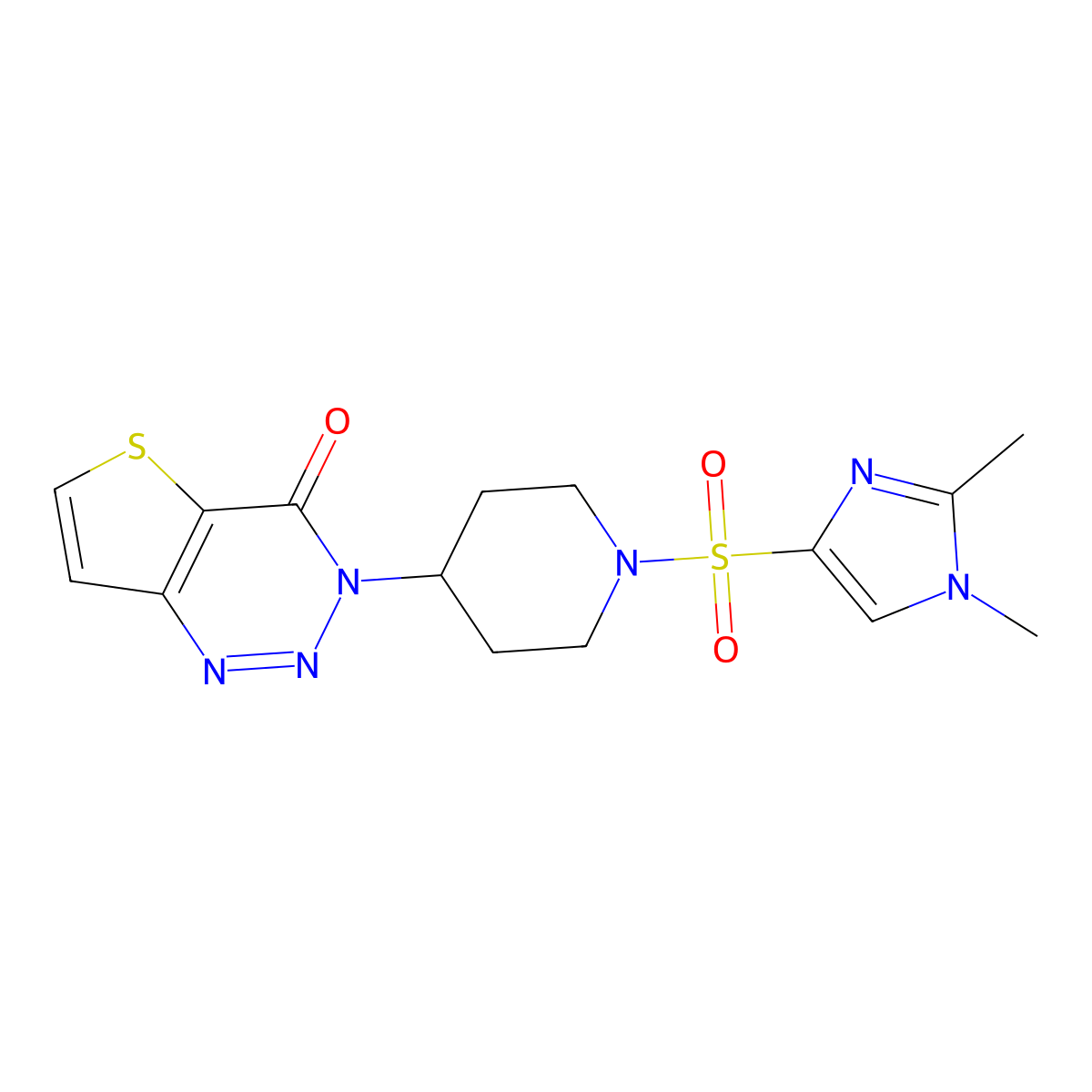 3-(1-((1,2-dimethyl-1H-imidazol-4-yl)sulfonyl)piperidin-4-yl)thieno[3,2-d][1,2,3]triazin-4(3H)-one molecular structure, CAS 2034419-80-0