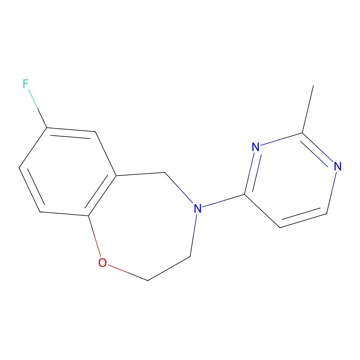 7-Fluoro-4-(2-methylpyrimidin-4-yl)-2,3,4,5-tetrahydrobenzo[f][1,4]oxazepine molecular structure, CAS 2034419-81-1