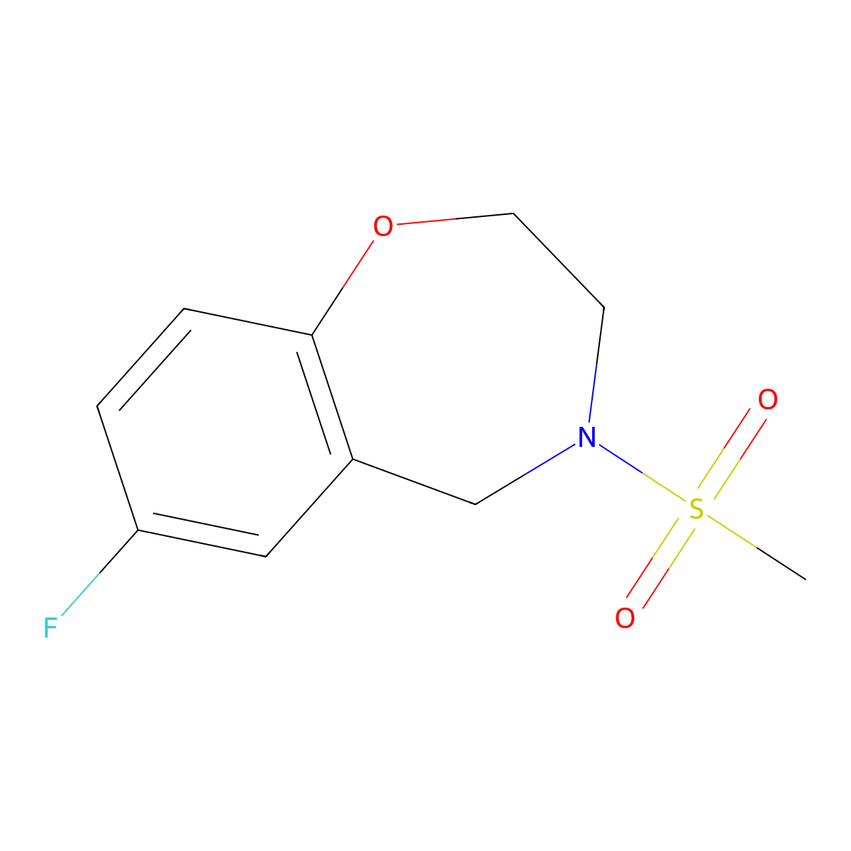 7-Fluoro-4-(methylsulfonyl)-2,3,4,5-tetrahydrobenzo[f][1,4]oxazepine molecular structure, CAS 2034419-89-9