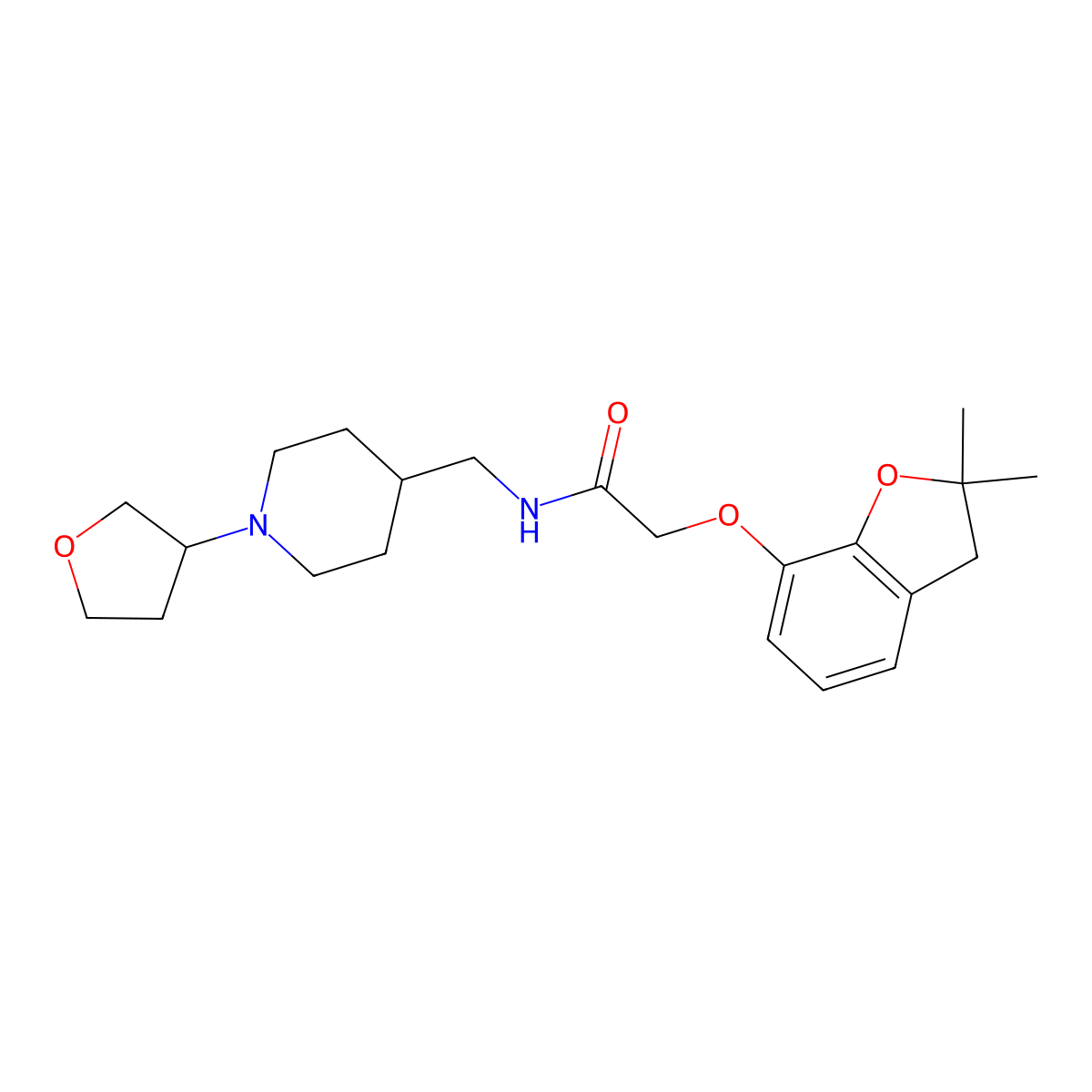 2-((2,2-dimethyl-2,3-dihydrobenzofuran-7-yl)oxy)-N-((1-(tetrahydrofuran-3-yl)piperidin-4-yl)methyl)acetamide molecular structure, CAS 2034419-93-5