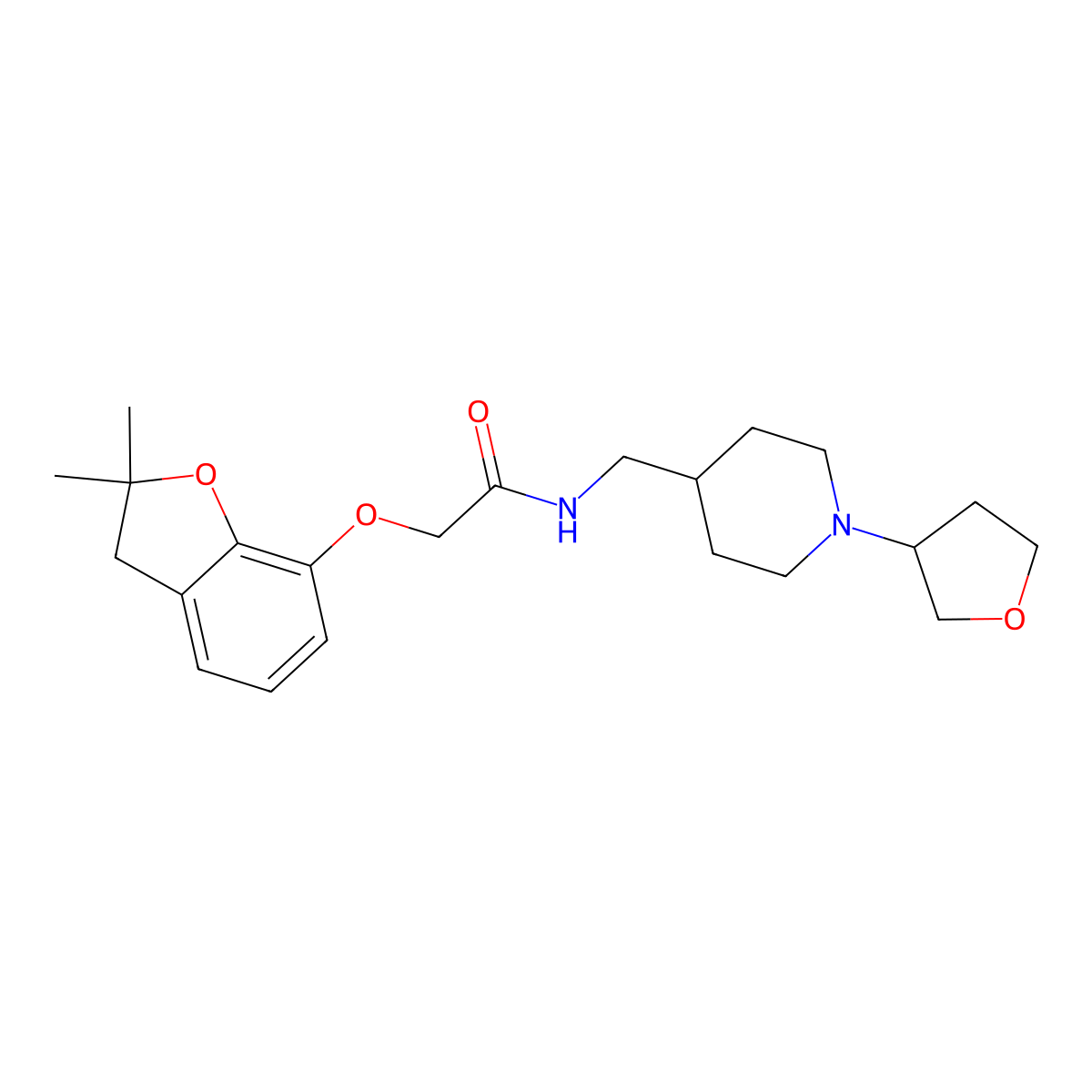 2-((2,2-dimethyl-2,3-dihydrobenzofuran-7-yl)oxy)-N-((1-(tetrahydrofuran-3-yl)piperidin-4-yl)methyl)acetamide molecular structure, CAS 2034419-93-5