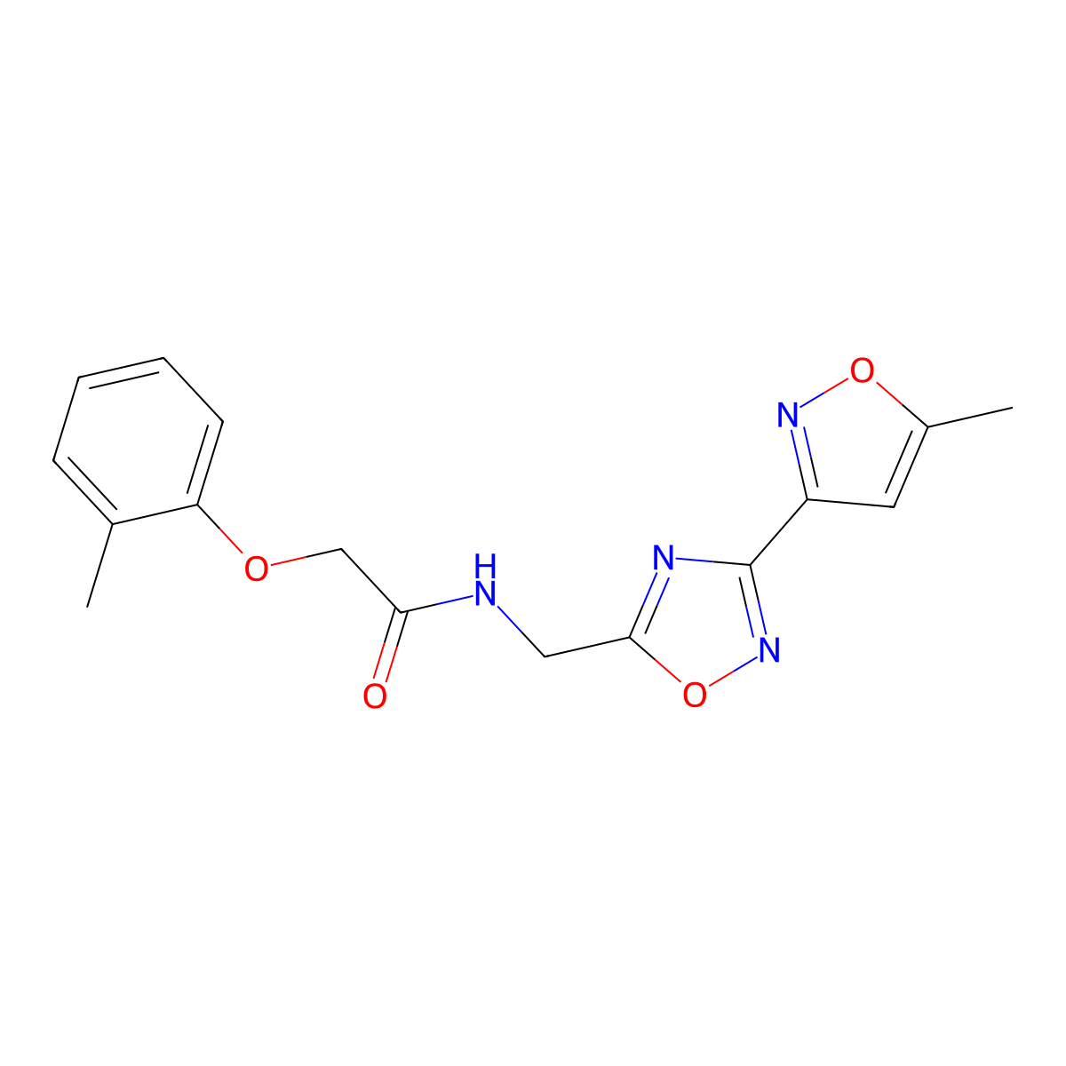 N-((3-(5-methylisoxazol-3-yl)-1,2,4-oxadiazol-5-yl)methyl)-2-(o-tolyloxy)acetamide molecular structure, CAS 2034420-01-2