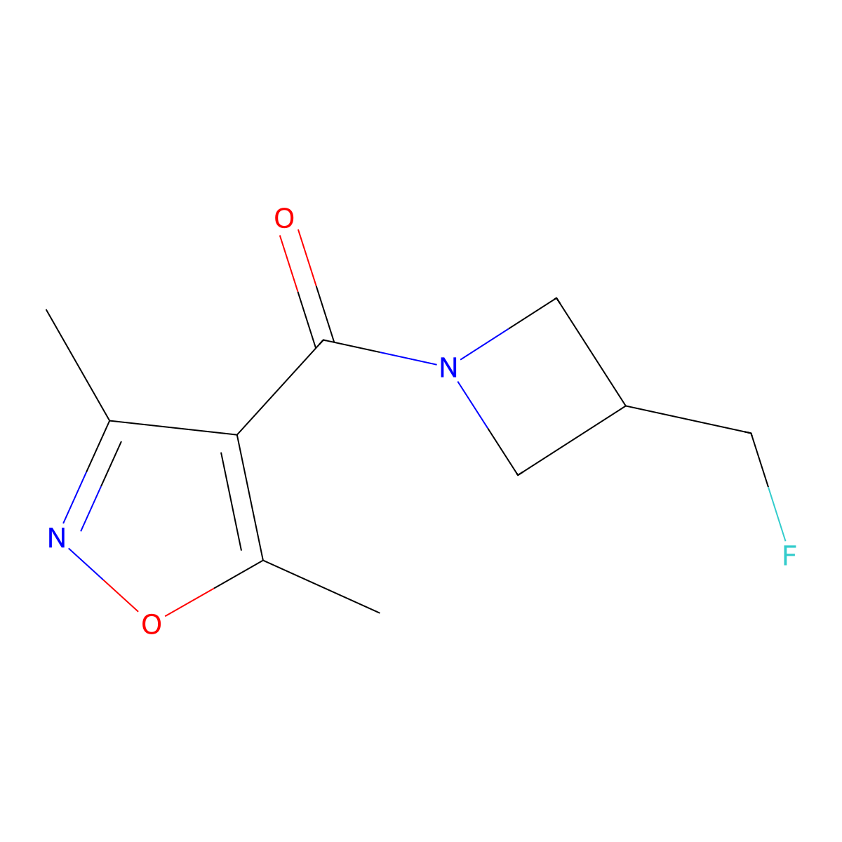 (3,5-Dimethylisoxazol-4-yl)(3-(fluoromethyl)azetidin-1-yl)methanone molecular structure, CAS 2034420-06-7