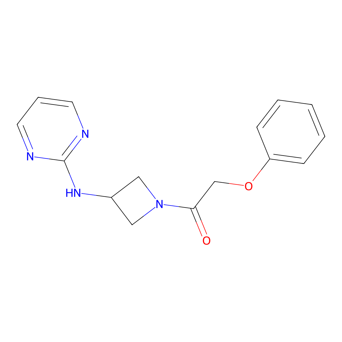 2-Phenoxy-1-(3-(pyrimidin-2-ylamino)azetidin-1-yl)ethanone molecular structure, CAS 2034420-12-5