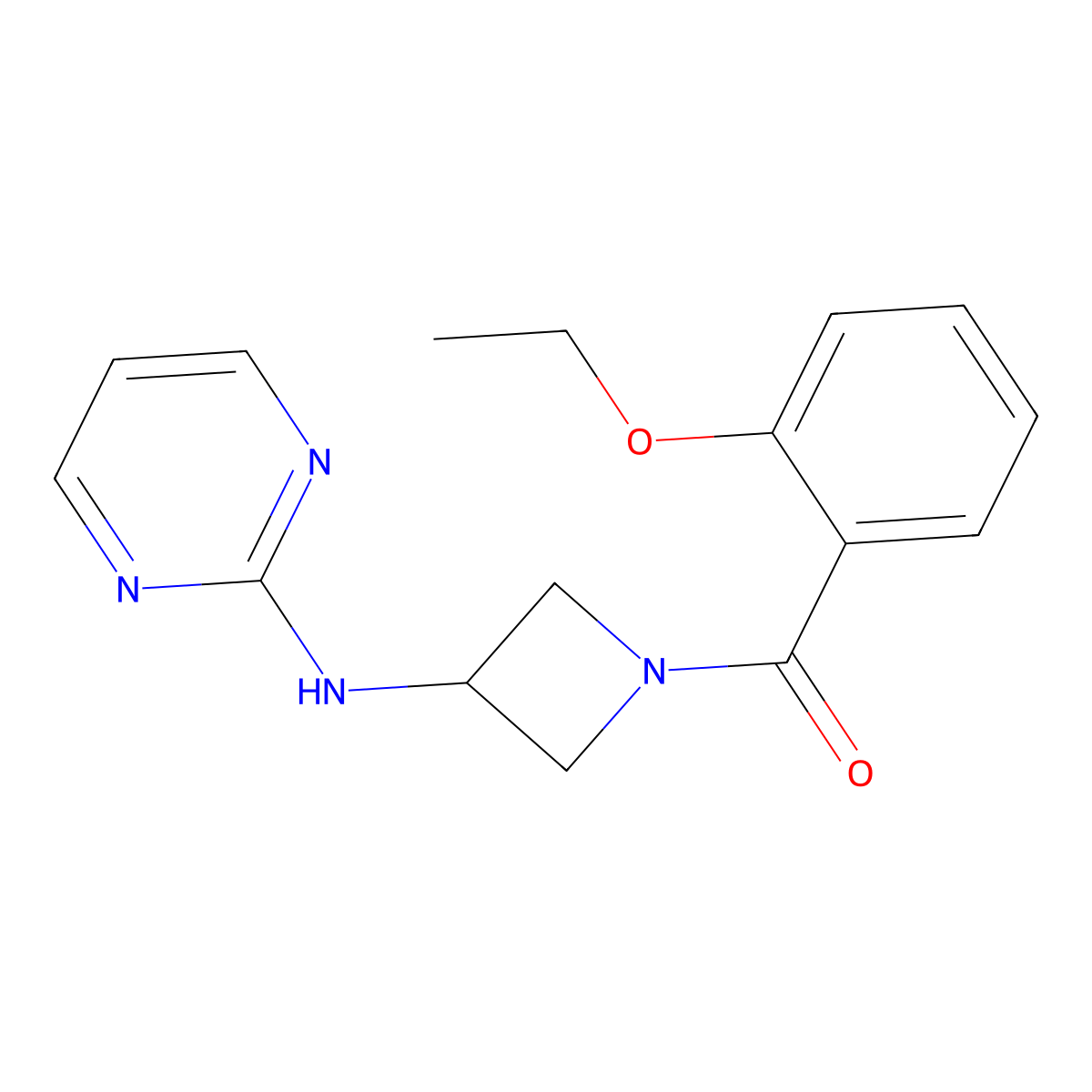 (2-Ethoxyphenyl)(3-(pyrimidin-2-ylamino)azetidin-1-yl)methanone molecular structure, CAS 2034420-17-0