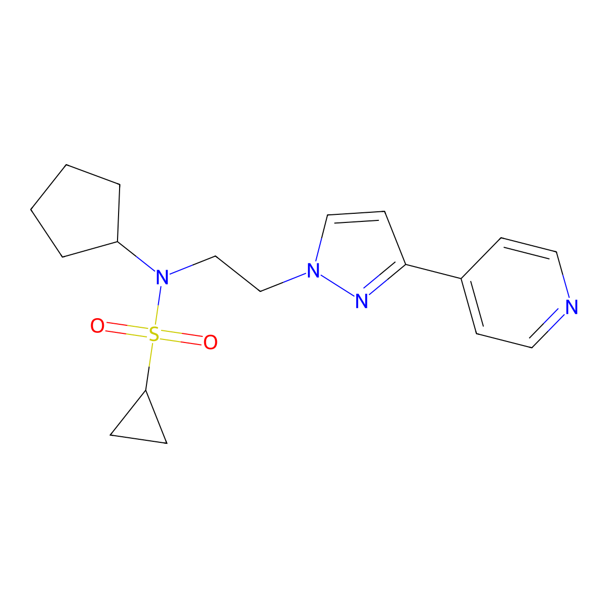 N-cyclopentyl-N-{2-[3-(pyridin-4-yl)-1H-pyrazol-1-yl]ethyl}cyclopropanesulfonamide molecular structure, CAS 2034420-18-1
