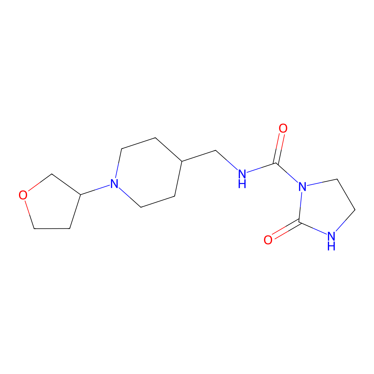 2-oxo-N-((1-(tetrahydrofuran-3-yl)piperidin-4-yl)methyl)imidazolidine-1-carboxamide molecular structure, CAS 2034420-20-5