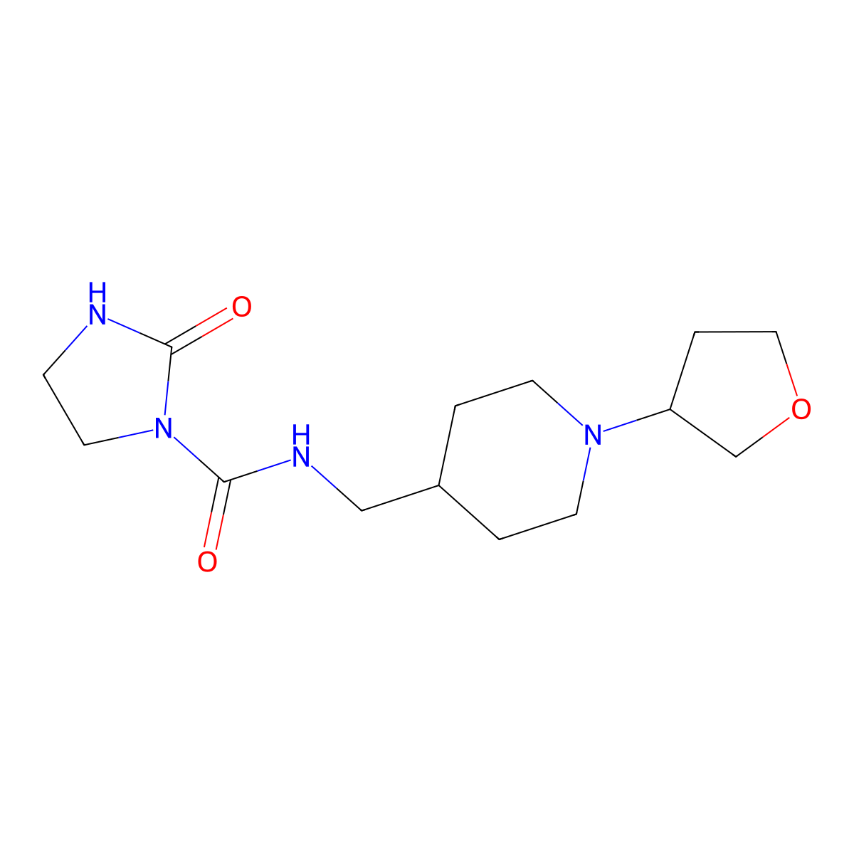 2-oxo-N-((1-(tetrahydrofuran-3-yl)piperidin-4-yl)methyl)imidazolidine-1-carboxamide molecular structure, CAS 2034420-20-5