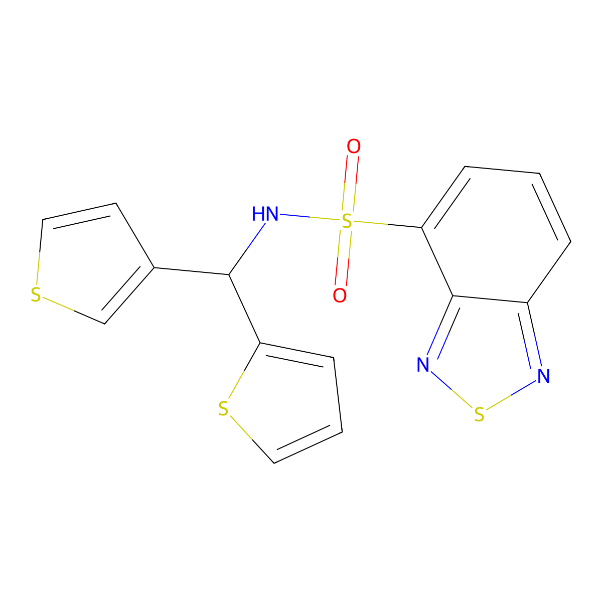 N-(thiophen-2-yl(thiophen-3-yl)methyl)benzo[c][1,2,5]thiadiazole-4-sulfonamide molecular structure, CAS 2034420-23-8