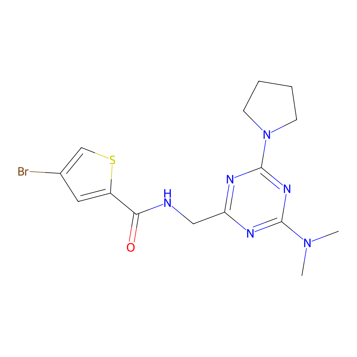4-bromo-N-((4-(dimethylamino)-6-(pyrrolidin-1-yl)-1,3,5-triazin-2-yl)methyl)thiophene-2-carboxamide molecular structure, CAS 2034420-24-9