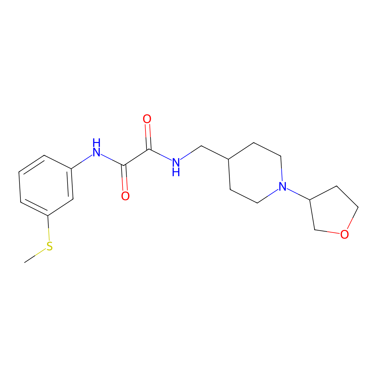 N1-(3-(methylthio)phenyl)-N2-((1-(tetrahydrofuran-3-yl)piperidin-4-yl)methyl)oxalamide molecular structure, CAS 2034420-25-0