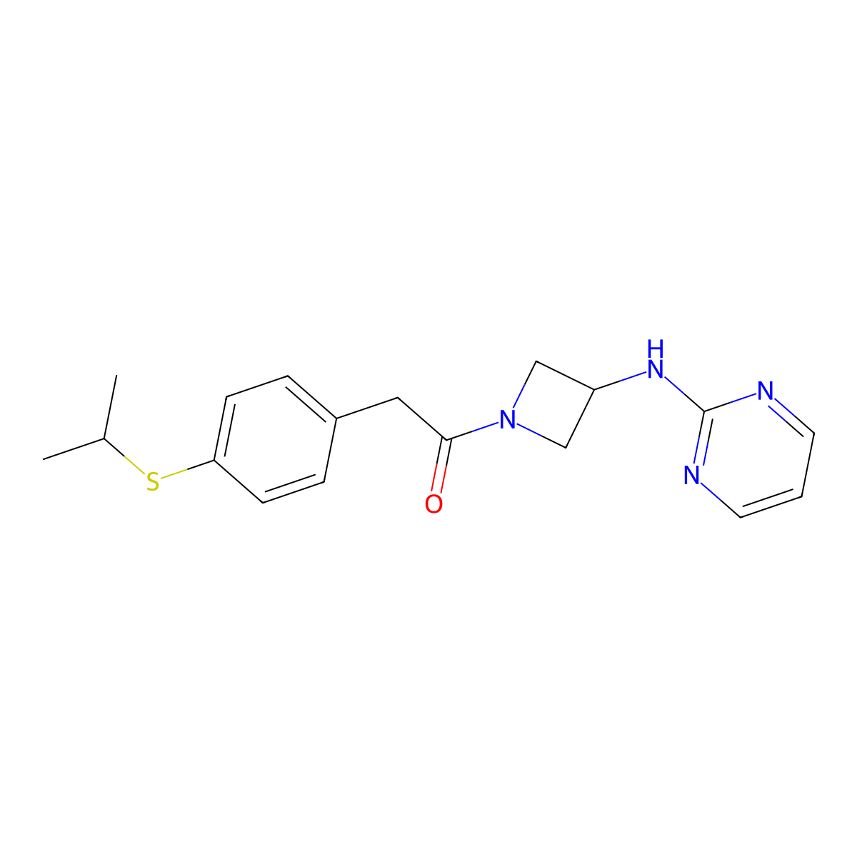 2-(4-(Isopropylthio)phenyl)-1-(3-(pyrimidin-2-ylamino)azetidin-1-yl)ethanone molecular structure, CAS 2034420-28-3