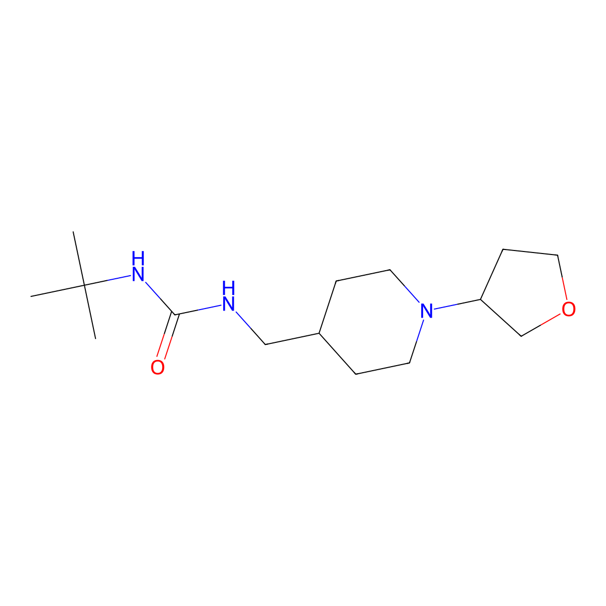 3-Tert-butyl-1-{[1-(oxolan-3-yl)piperidin-4-yl]methyl}urea molecular structure, CAS 2034420-33-0