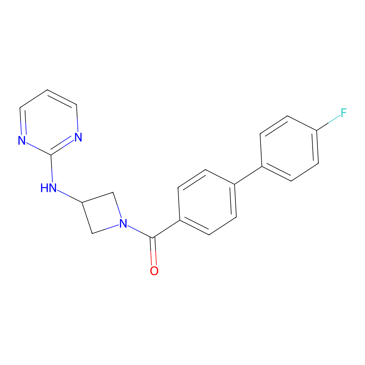(4'-Fluoro-[1,1'-biphenyl]-4-yl)(3-(pyrimidin-2-ylamino)azetidin-1-yl)methanone molecular structure, CAS 2034420-35-2