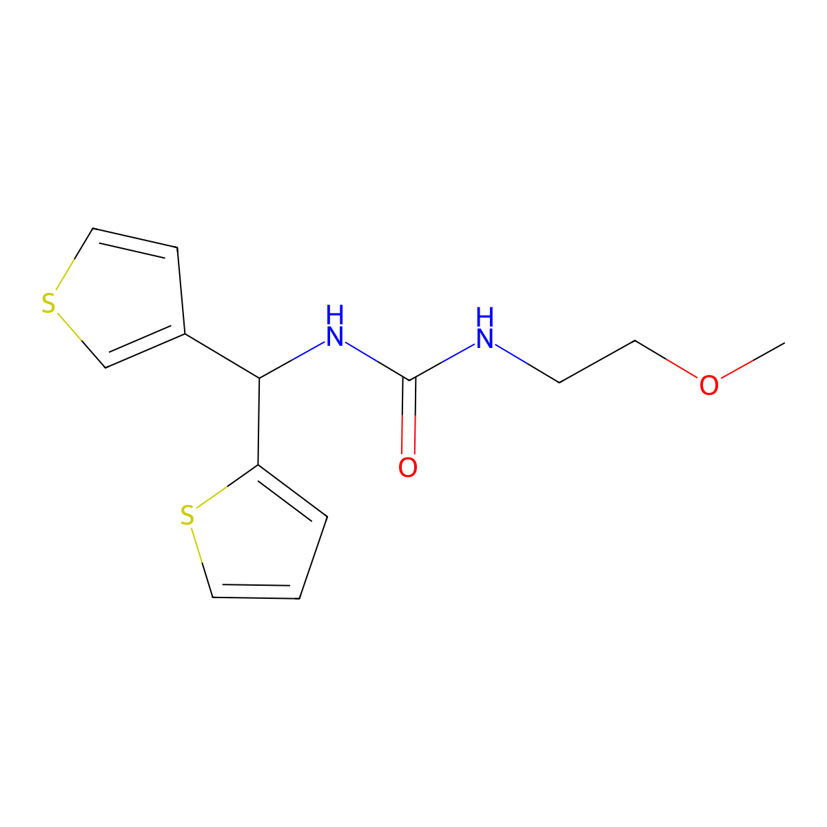 1-(2-Methoxyethyl)-3-(thiophen-2-yl(thiophen-3-yl)methyl)urea molecular structure, CAS 2034420-37-4