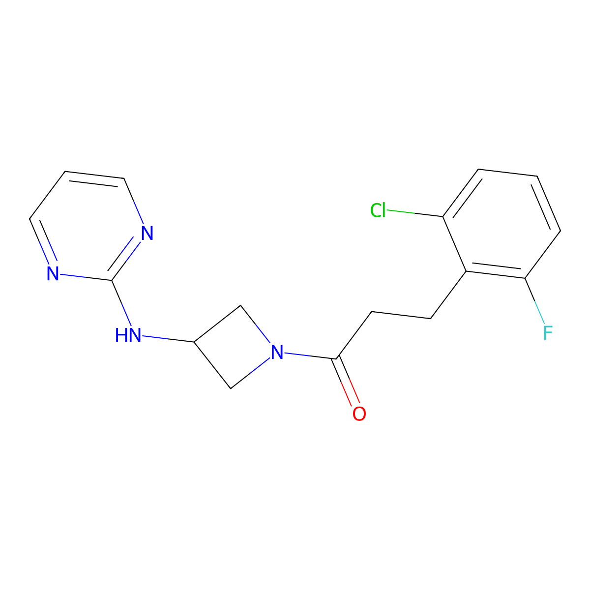 3-(2-Chloro-6-fluorophenyl)-1-(3-(pyrimidin-2-ylamino)azetidin-1-yl)propan-1-one molecular structure, CAS 2034420-40-9