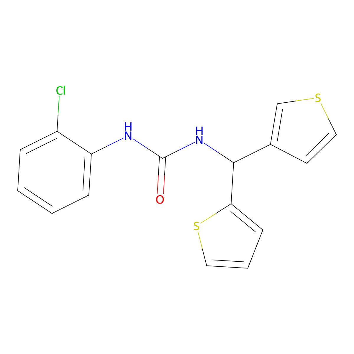 1-(2-Chlorophenyl)-3-(thiophen-2-yl(thiophen-3-yl)methyl)urea molecular structure, CAS 2034420-45-4