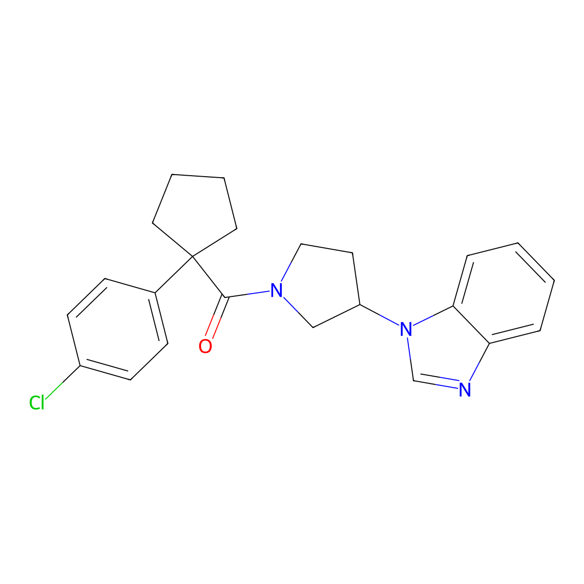 (3-(1H-benzo[d]imidazol-1-yl)pyrrolidin-1-yl)(1-(4-chlorophenyl)cyclopentyl)methanone molecular structure, CAS 2034420-50-1